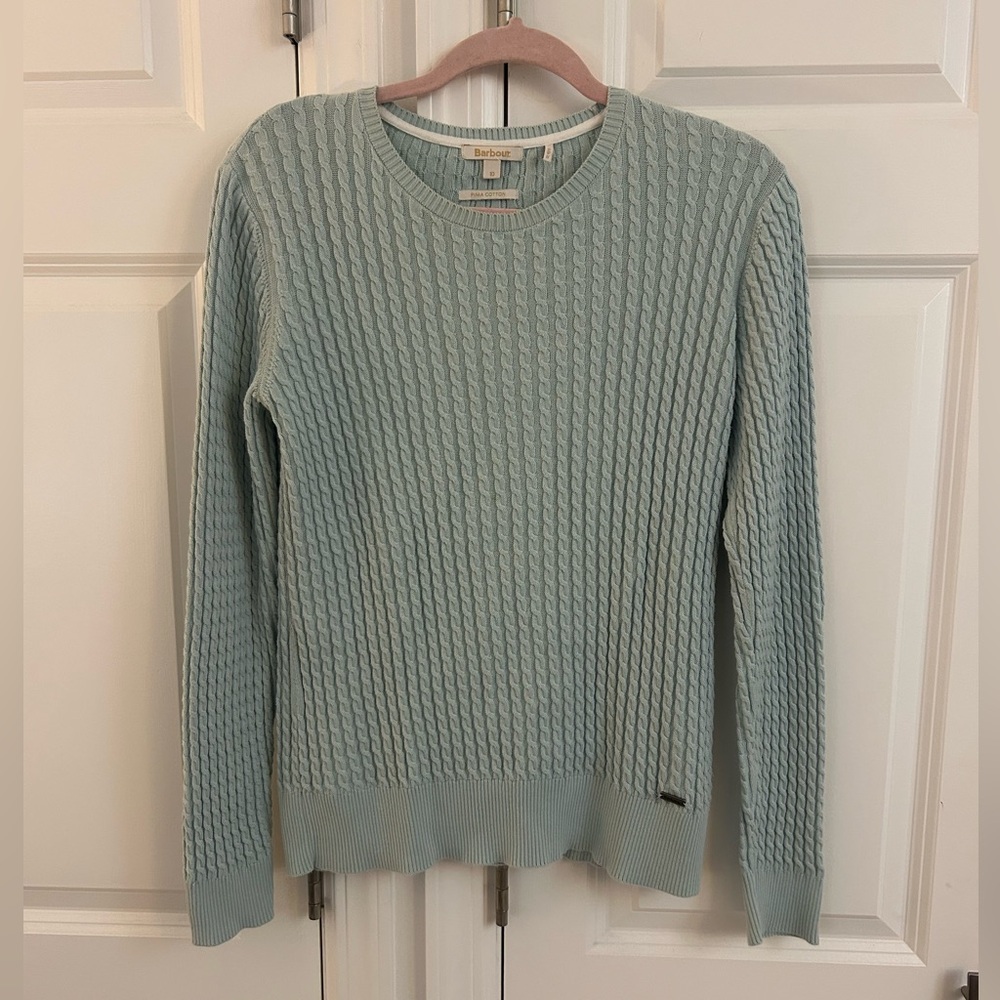 Barbour Light Blue Cable-Knit Sweater